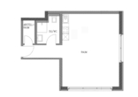 Grundriss - Neuwertige 1-Zimmer-Wohnung – Möbliert, barrierefrei und mit Einbauküche